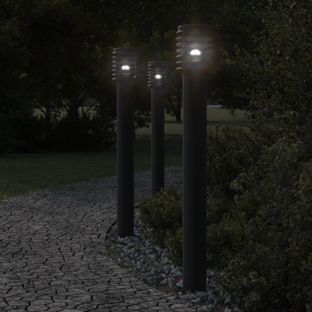 Path Light with Socket Black 110 cm Stainless Steel