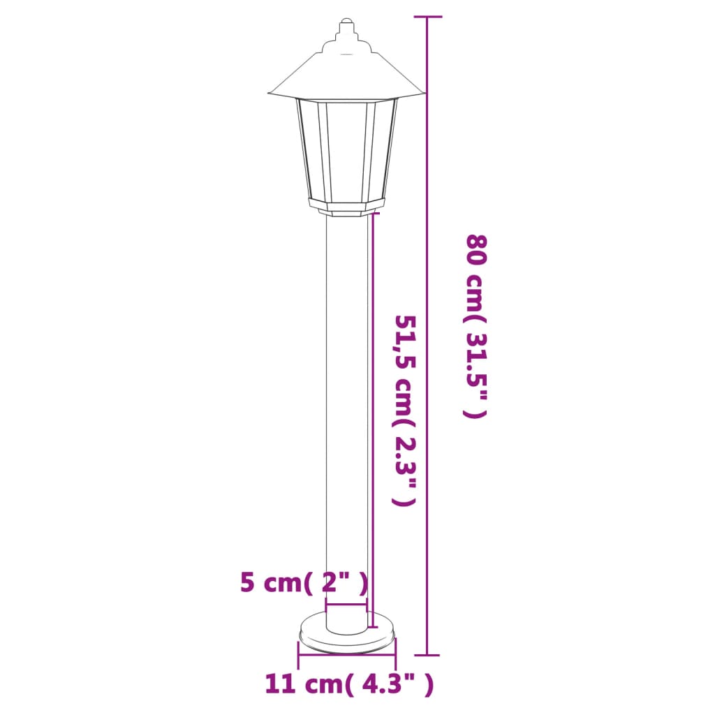 Wegeleuchte Silbern 80 cm Edelstahl