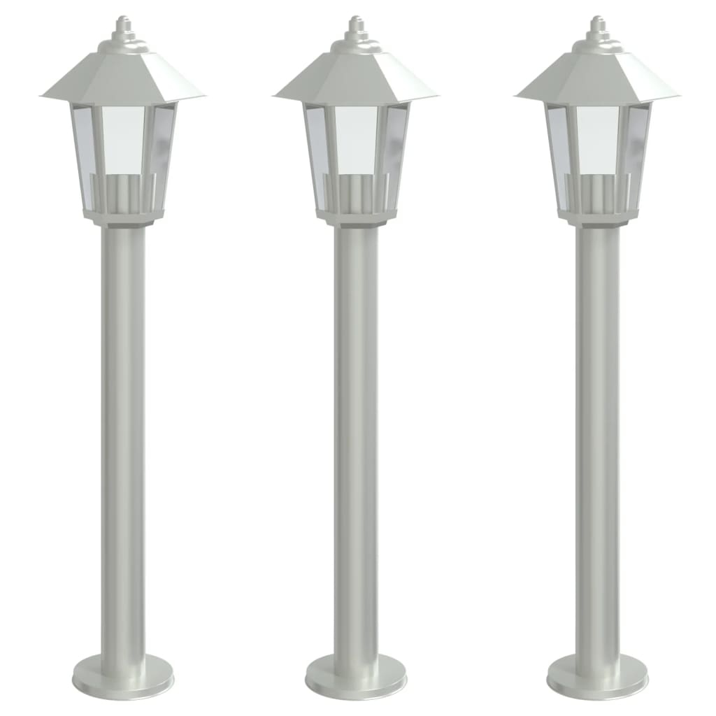 Path lights 3 pieces silver 80 cm stainless steel