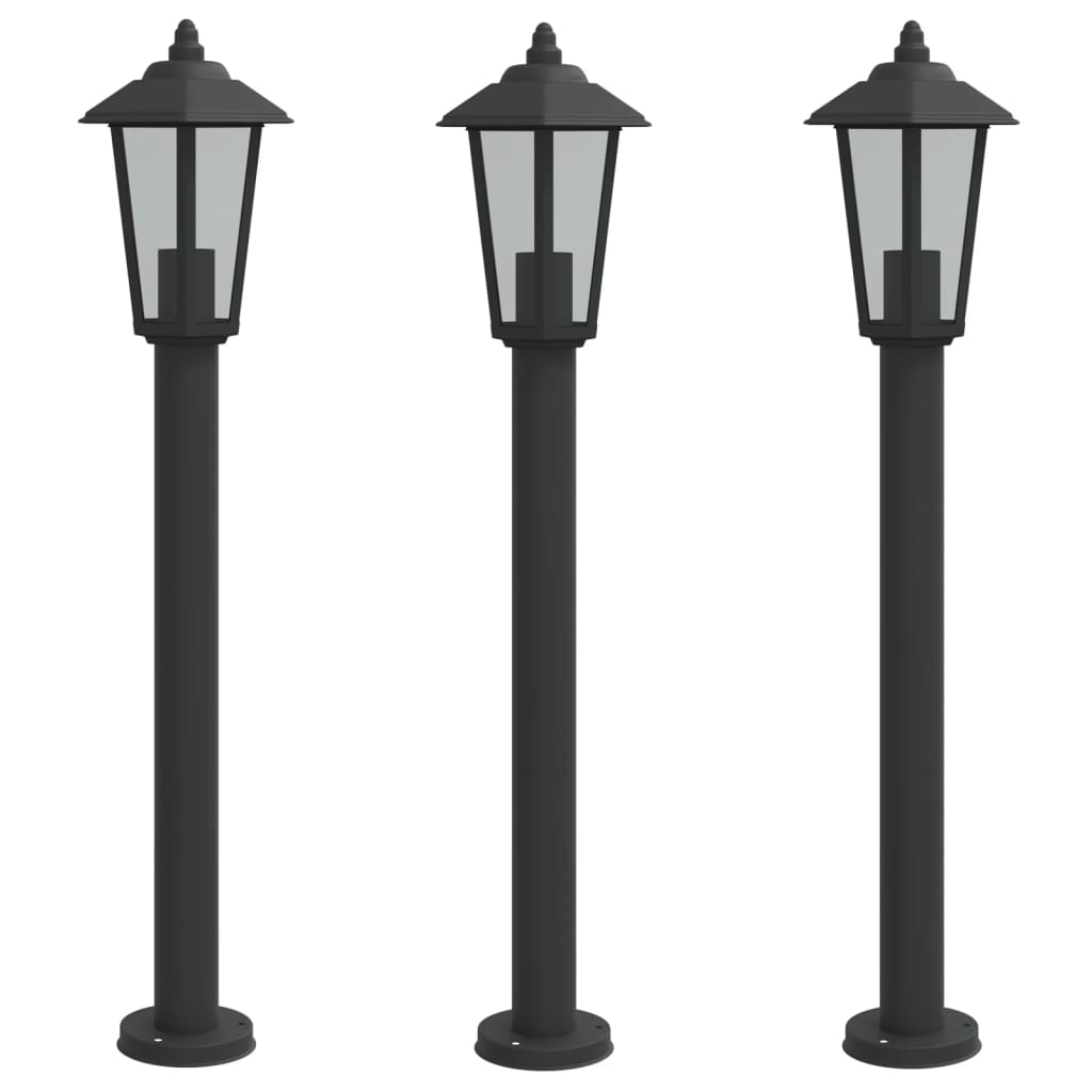 Path lights 3 pieces black 80 cm stainless steel