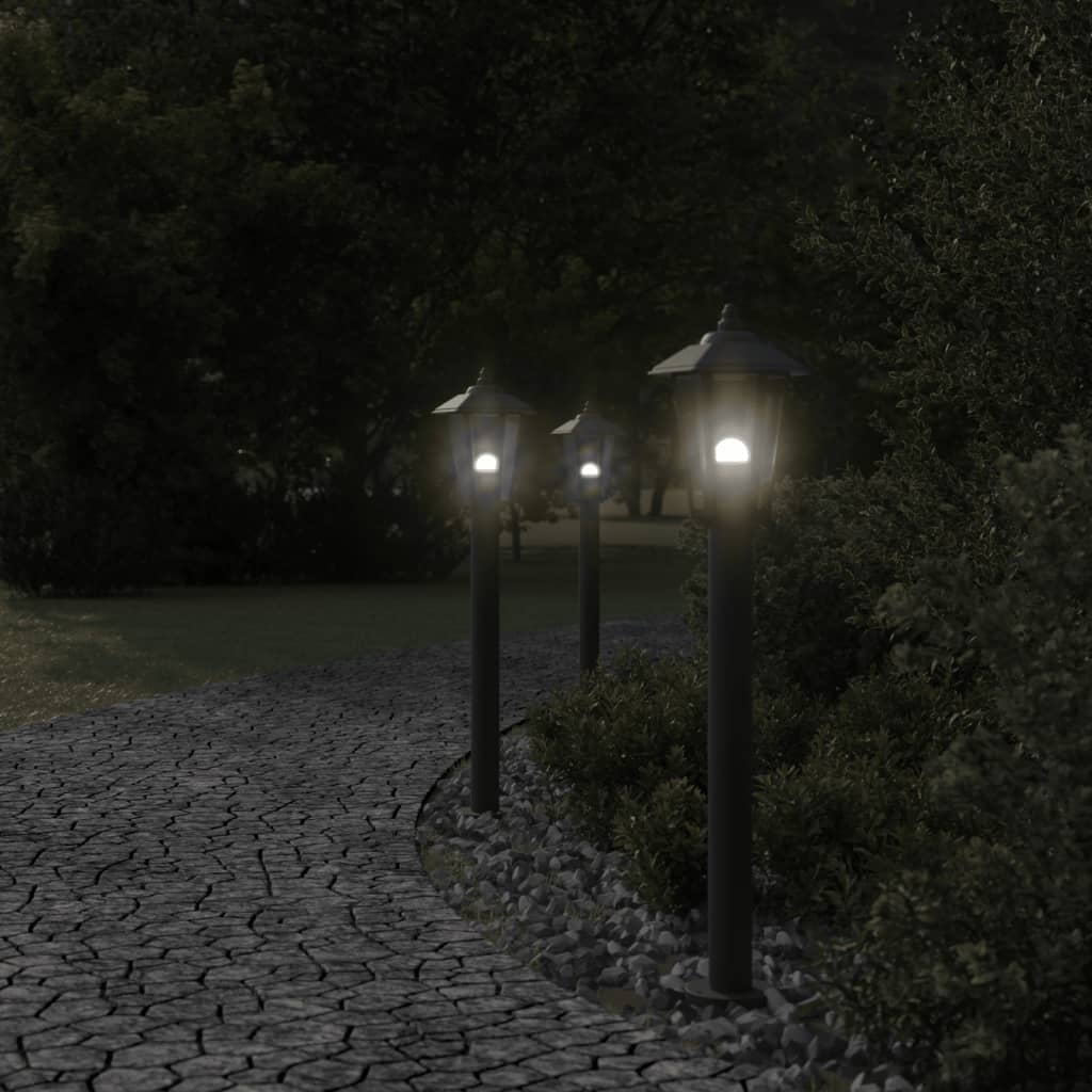 Path lights 3 pieces black 80 cm stainless steel