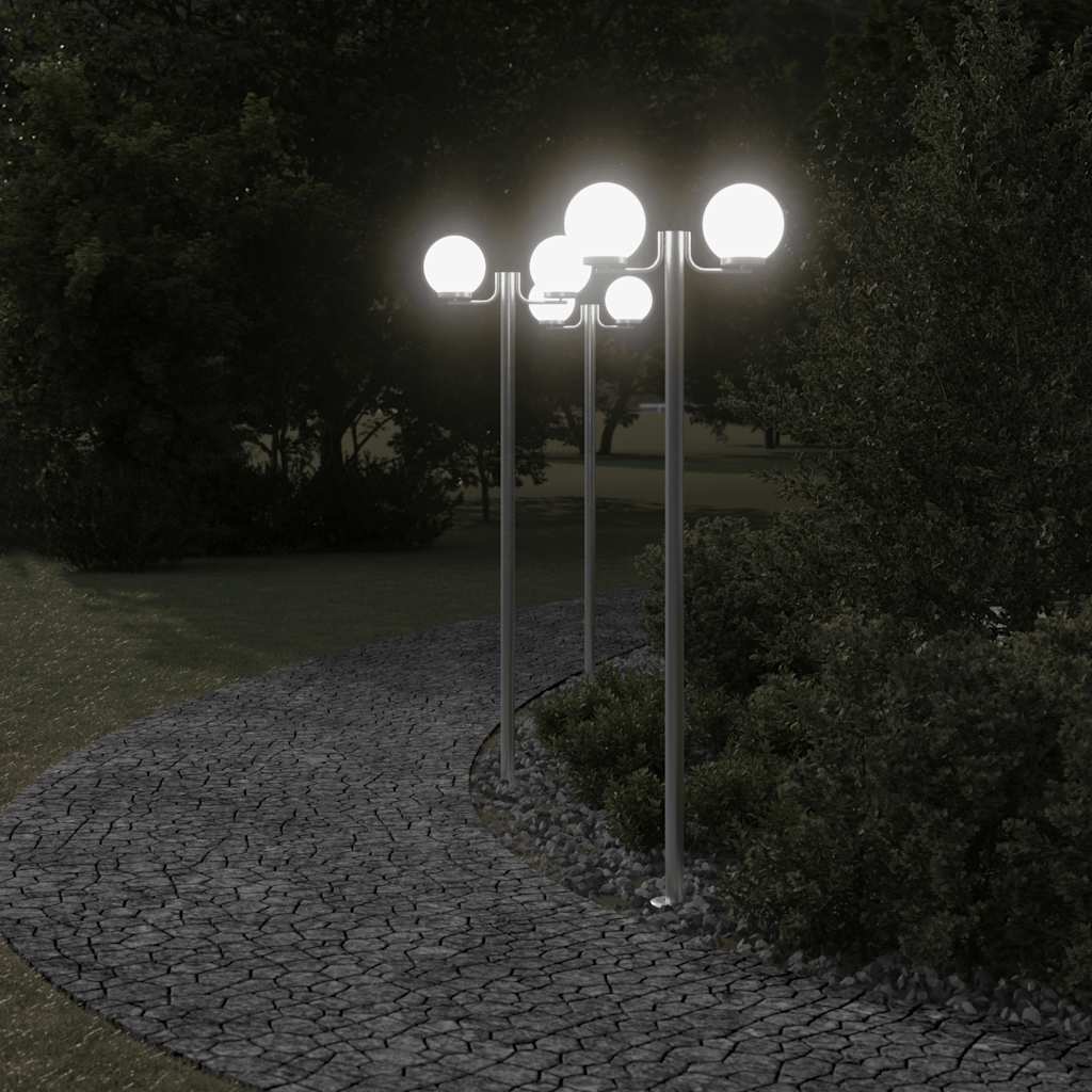 Path lights 3 pieces silver 215 cm stainless steel