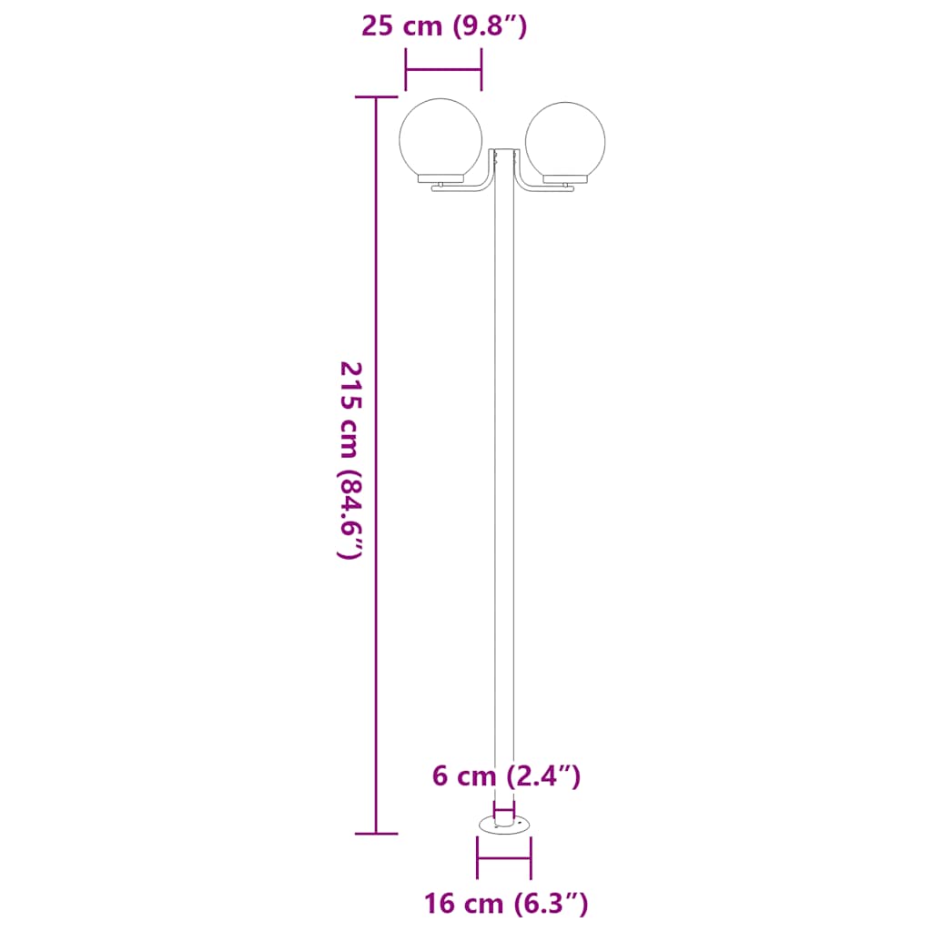 Path lights 3 pieces silver 215 cm stainless steel