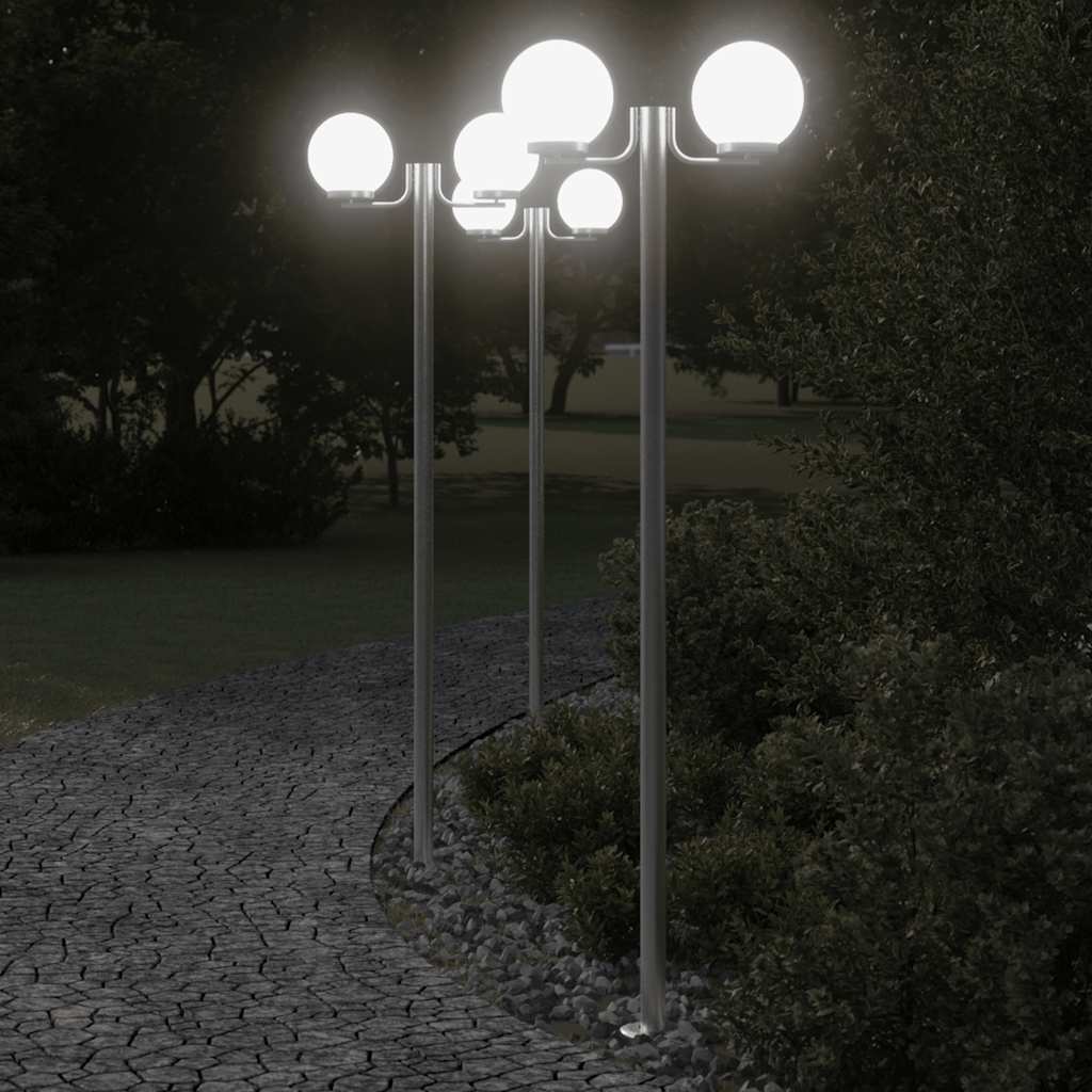 Path lights 3 pieces silver 215 cm stainless steel