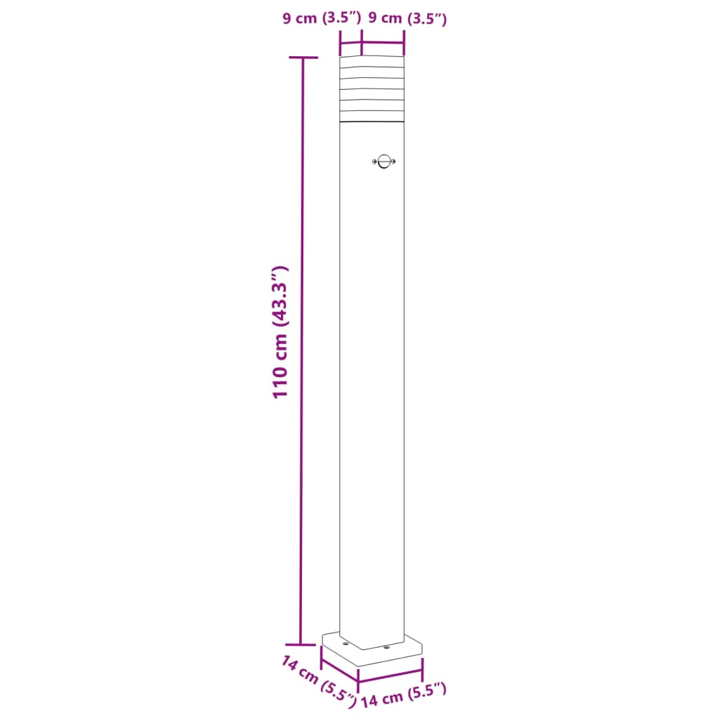 Path Light with Motion Detector Black 110 cm Aluminium