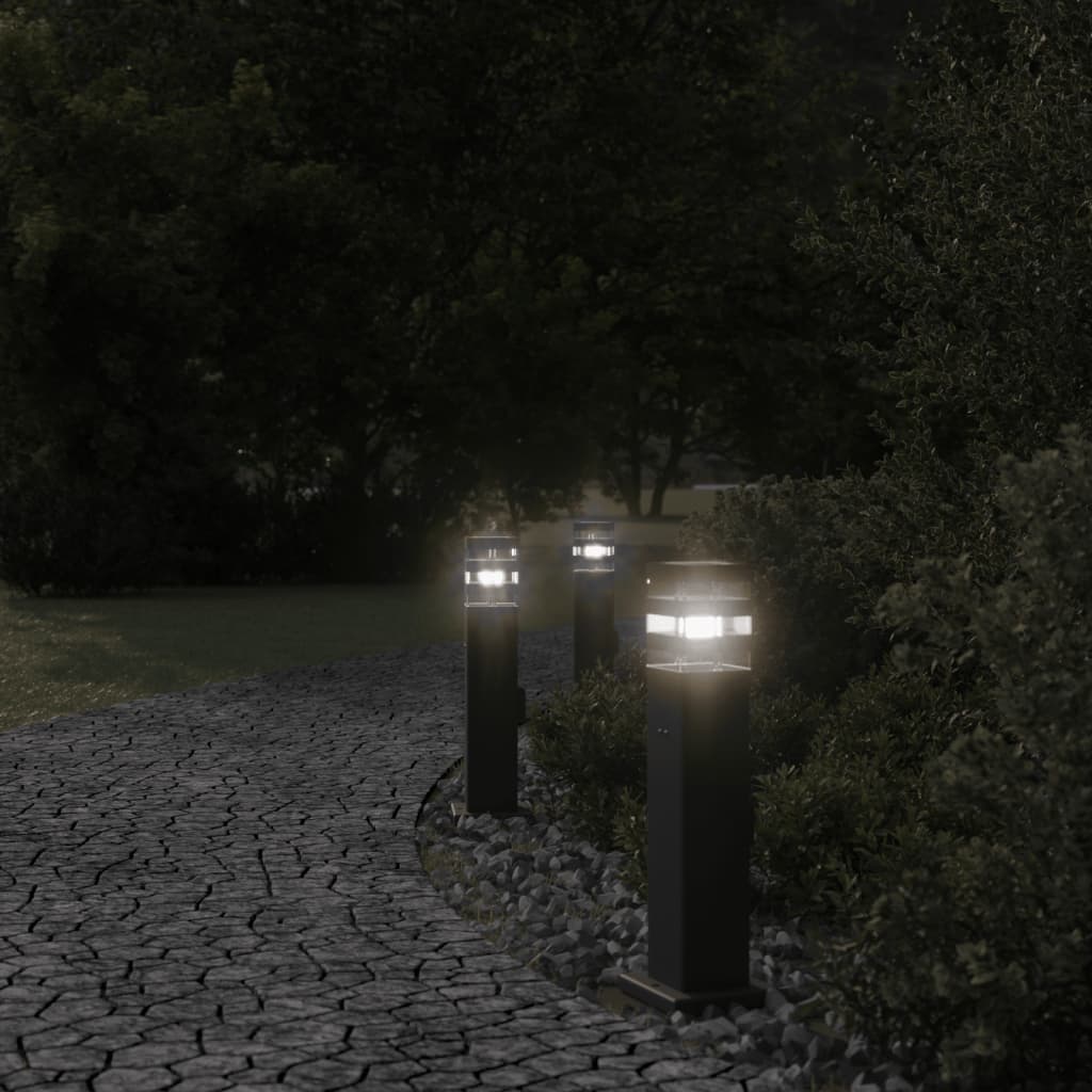 Path lights with socket 3 pieces Black 50 cm Aluminium