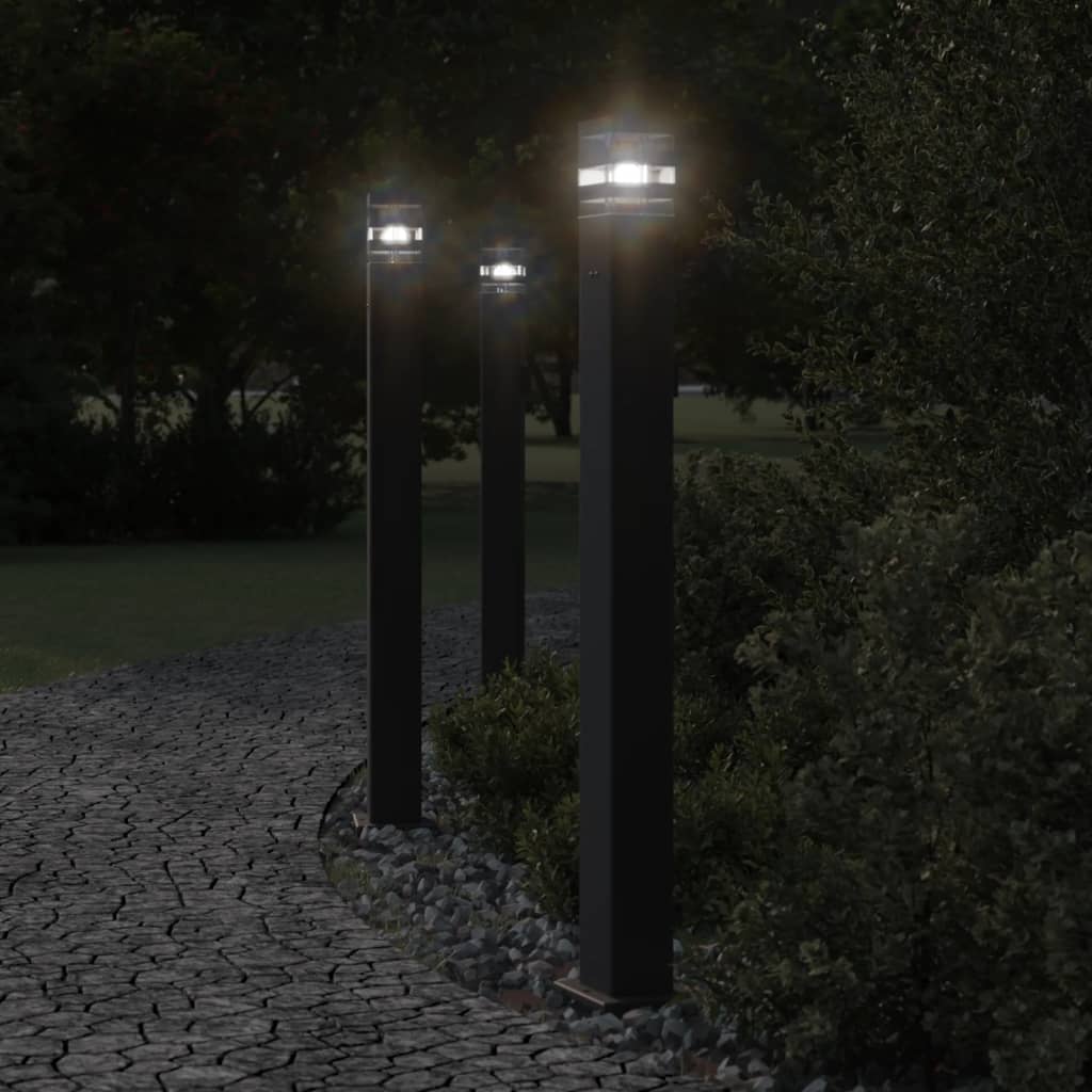 Path lights with socket 3 pieces Black 110 cm Aluminium