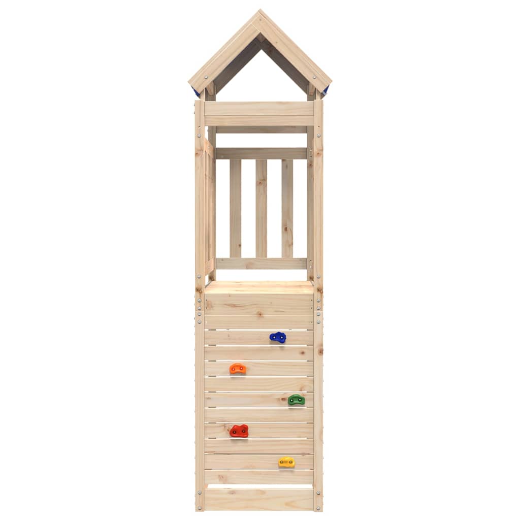 Spielturm mit Kletterwand 110,5x52,5x215 cm Massivholz Kiefer