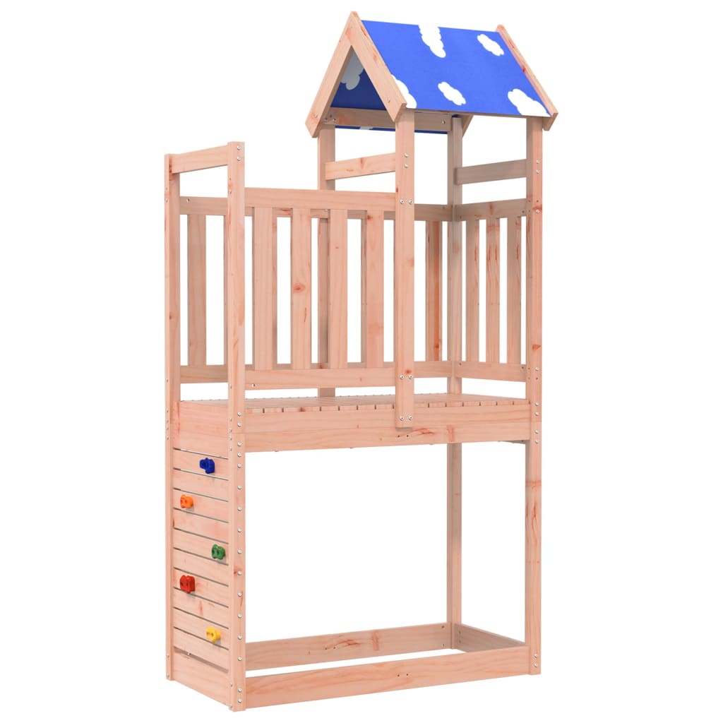 Play tower with climbing wall 110.5x52.5x215cm solid wood Douglas fir