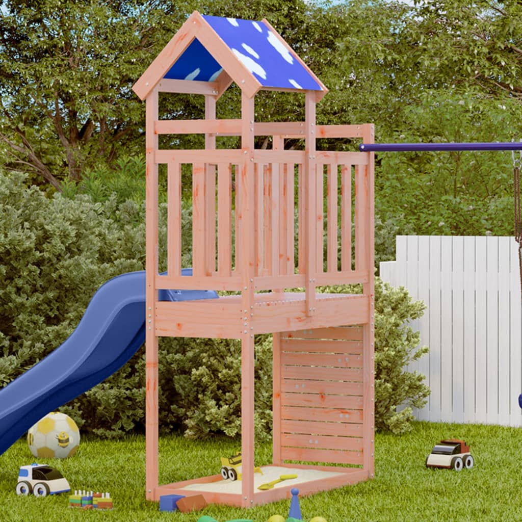 Play tower with climbing wall 110.5x52.5x215cm solid wood Douglas fir