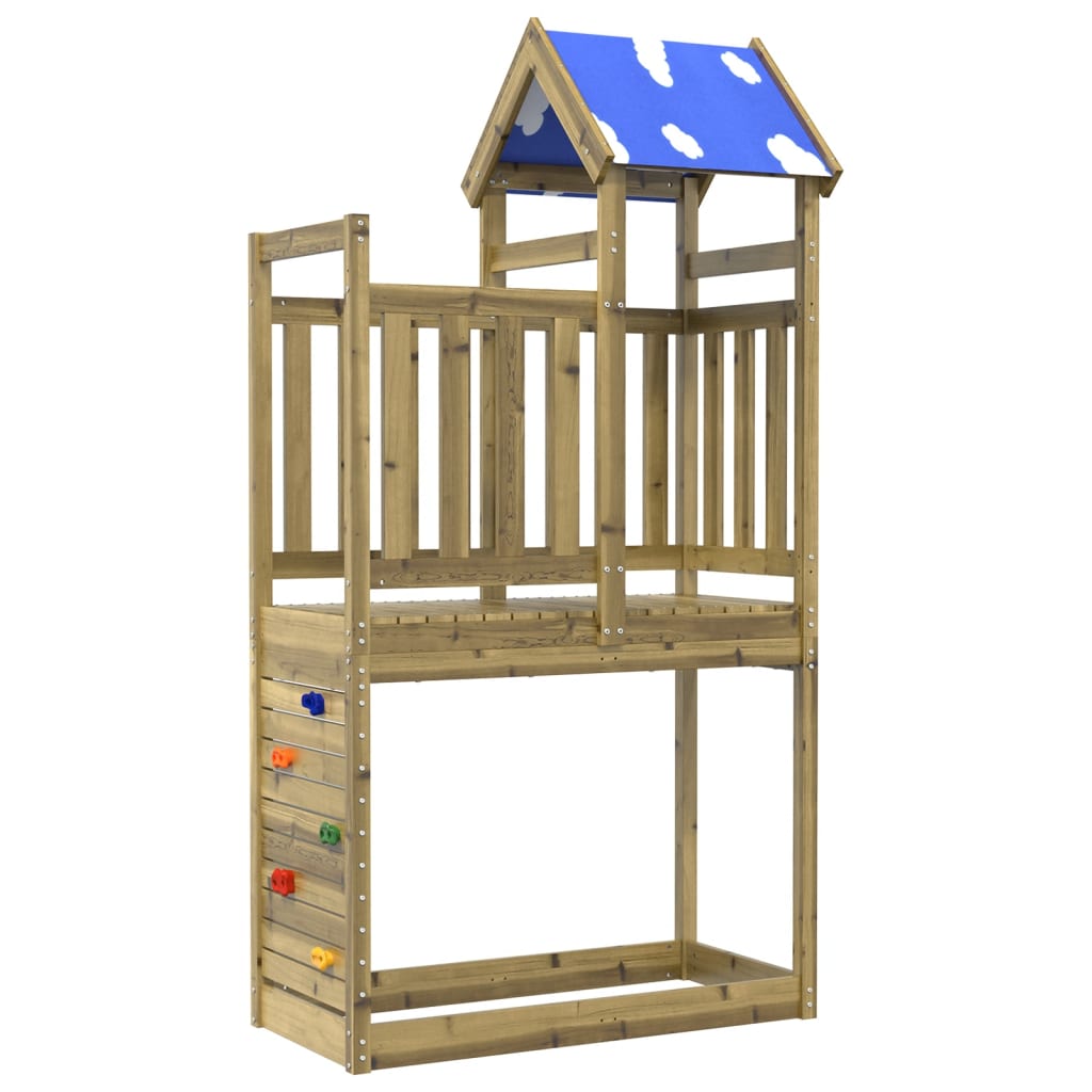 Play tower with climbing wall 110.5x52.5x215 cm pinewood