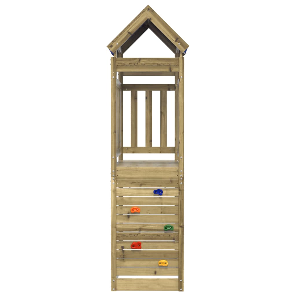 Spielturm mit Kletterwand 110,5x52,5x215 cm Kiefernholz