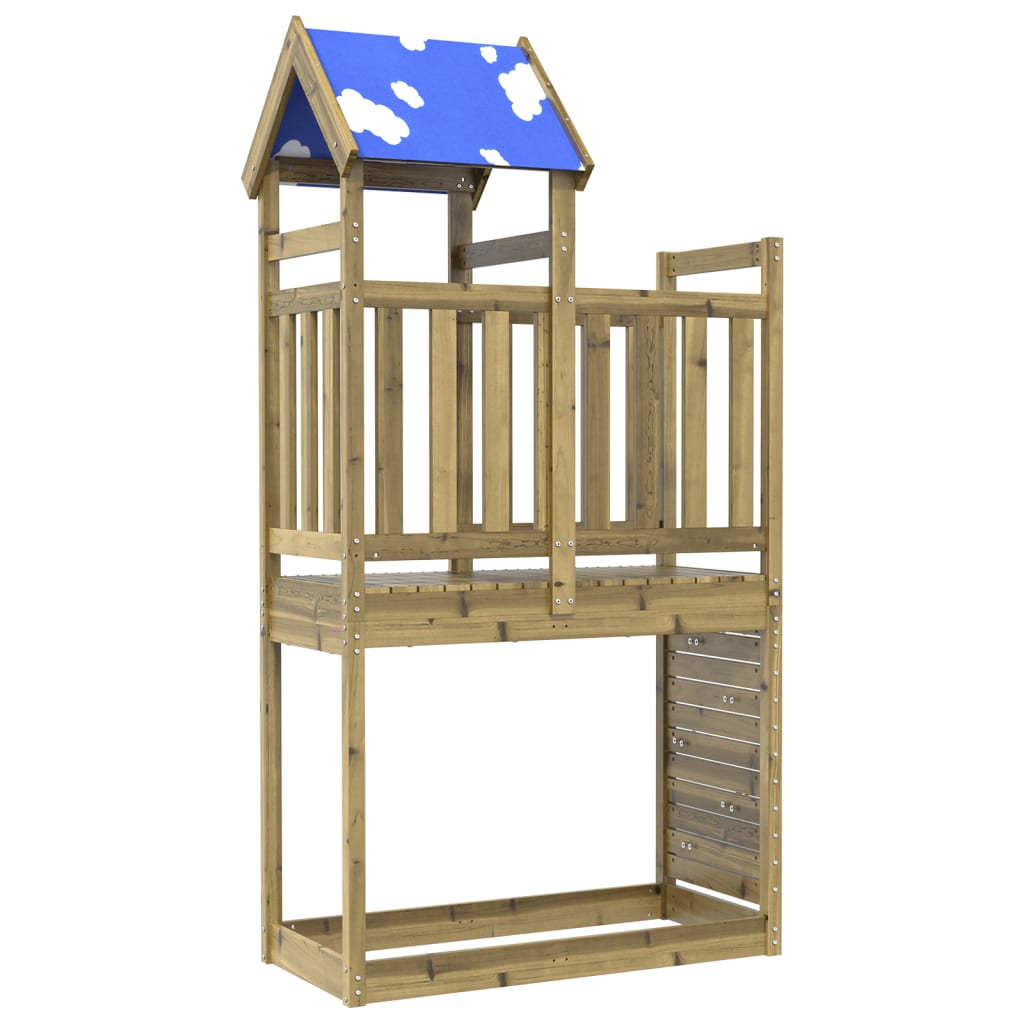 Play tower with climbing wall 110.5x52.5x215 cm pinewood