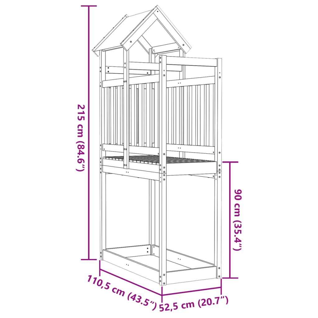 Play tower 110.5x52.5x215 cm solid pine wood