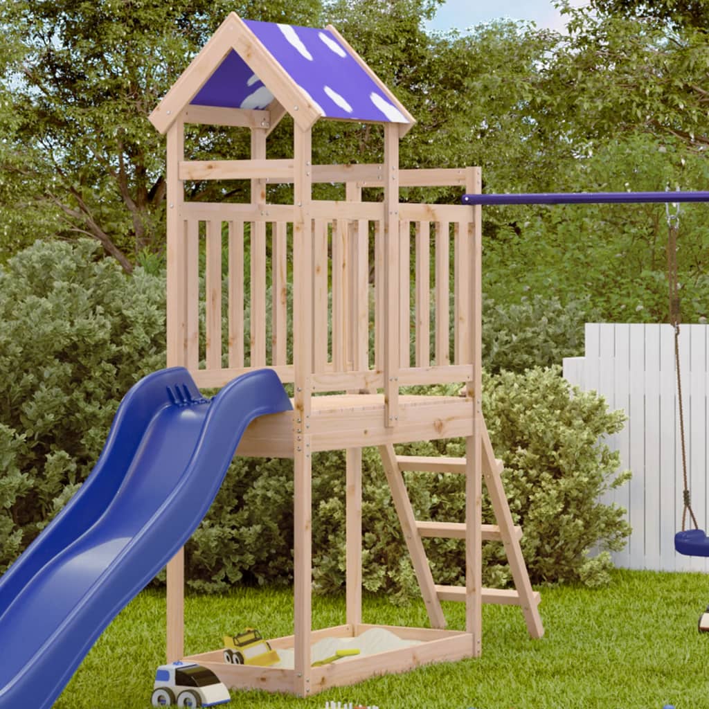 Play tower with ladder 110.5x52.5x215 cm solid pine wood