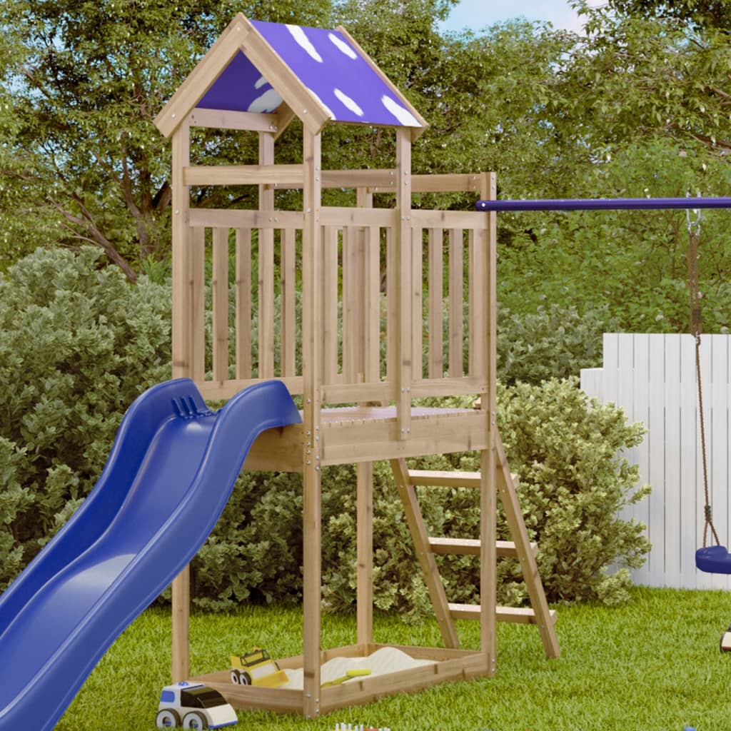 Play tower with ladder 110.5x52.5x215 cm pinewood impregnated