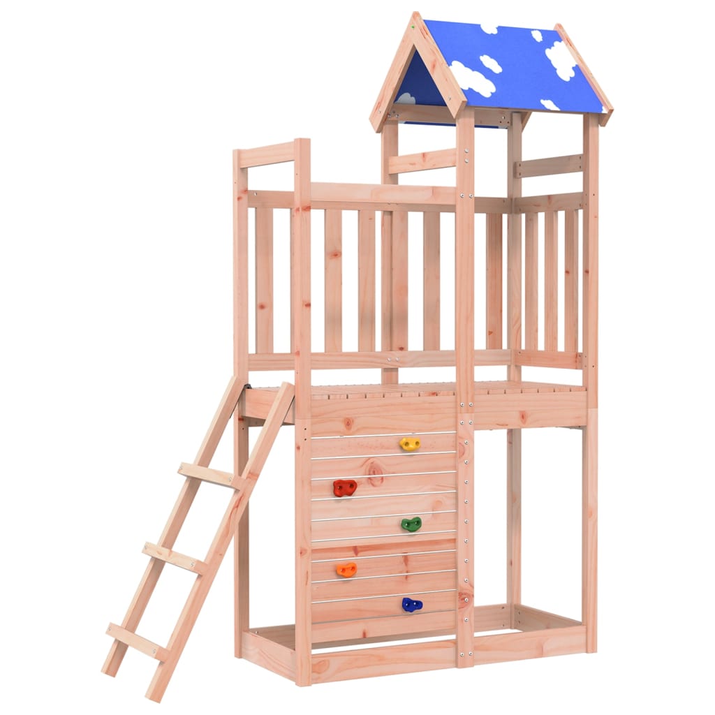 Play tower with climbing wall 110.5x52.5x215cm solid wood Douglas fir