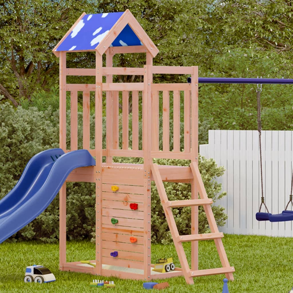 Play tower with climbing wall 110.5x52.5x215cm solid wood Douglas fir