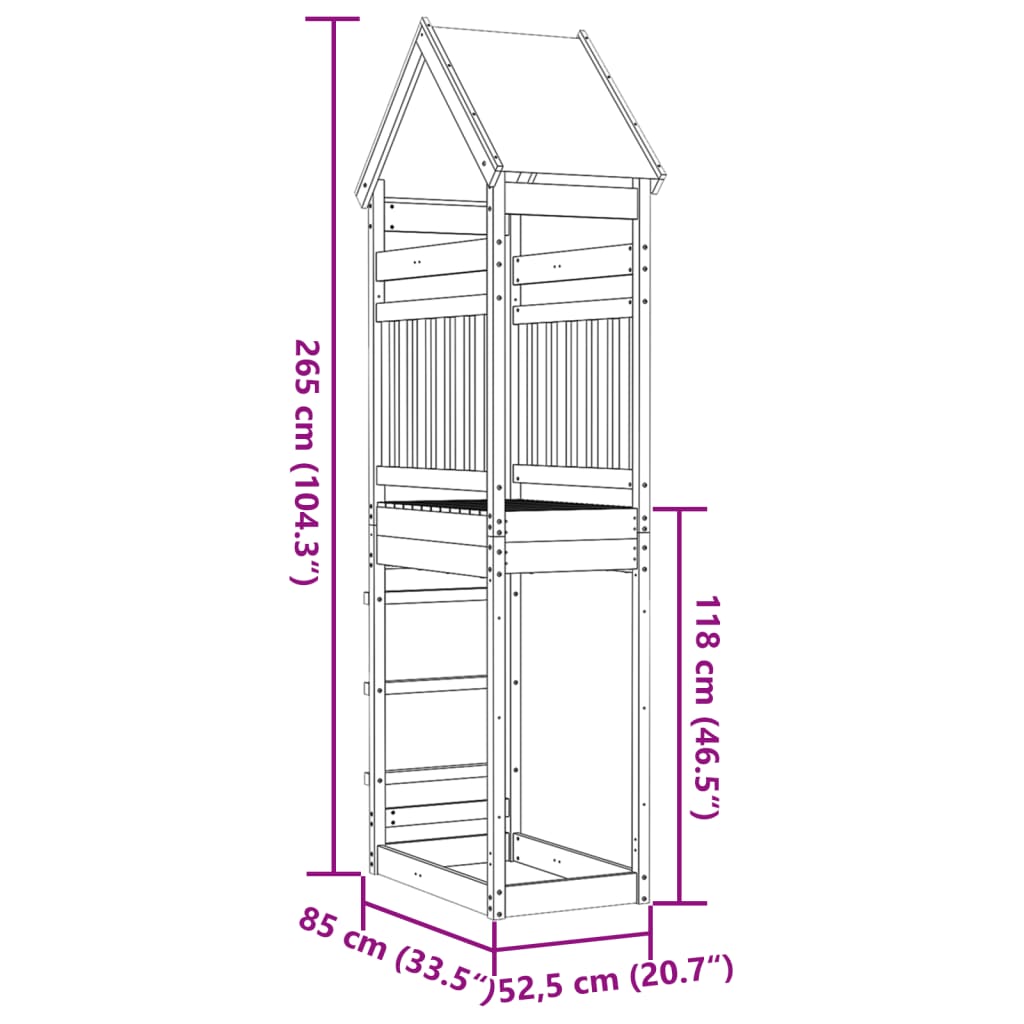 Play tower 85x52.5x265 cm solid pine wood