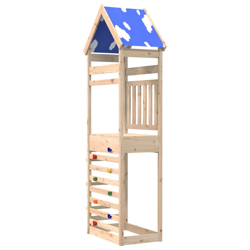 Play tower with climbing wall 85x52.5x265 cm solid pine wood