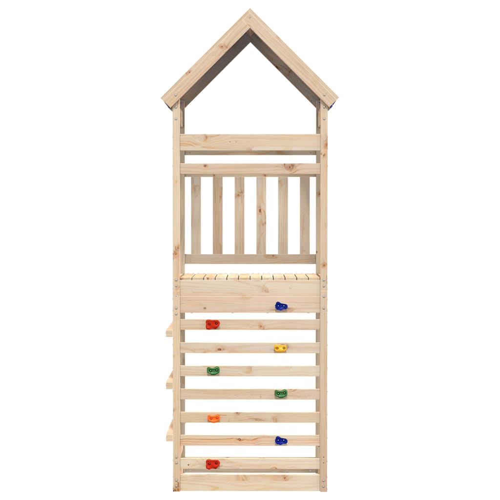 Play tower with climbing wall 85x52.5x265 cm solid pine wood