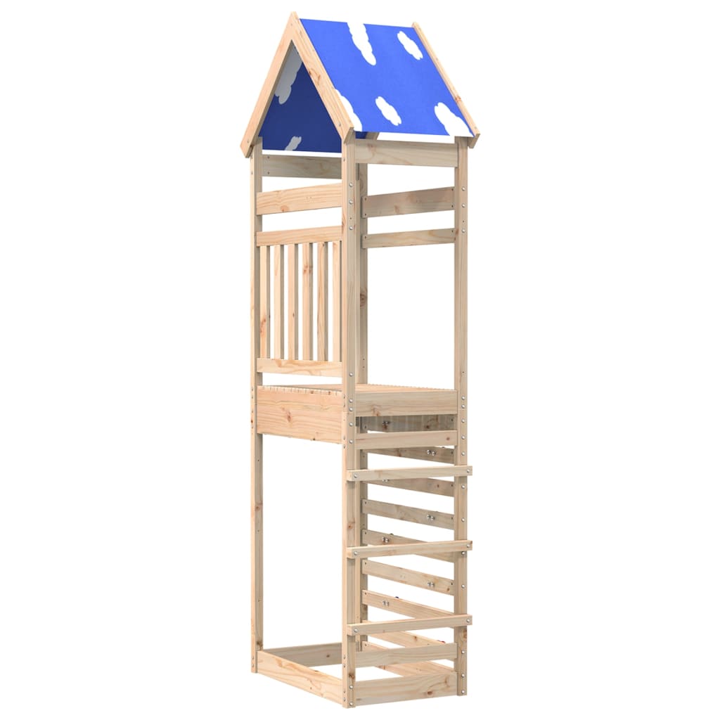 Play tower with climbing wall 85x52.5x265 cm solid pine wood