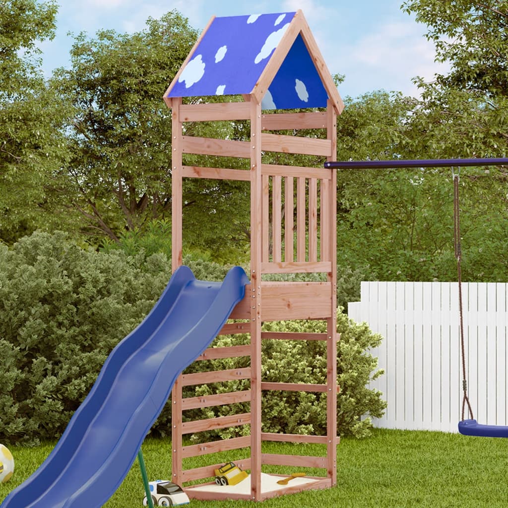 Spielturm mit Kletterwand 85x52,5x265 cm Massivholz Douglasie