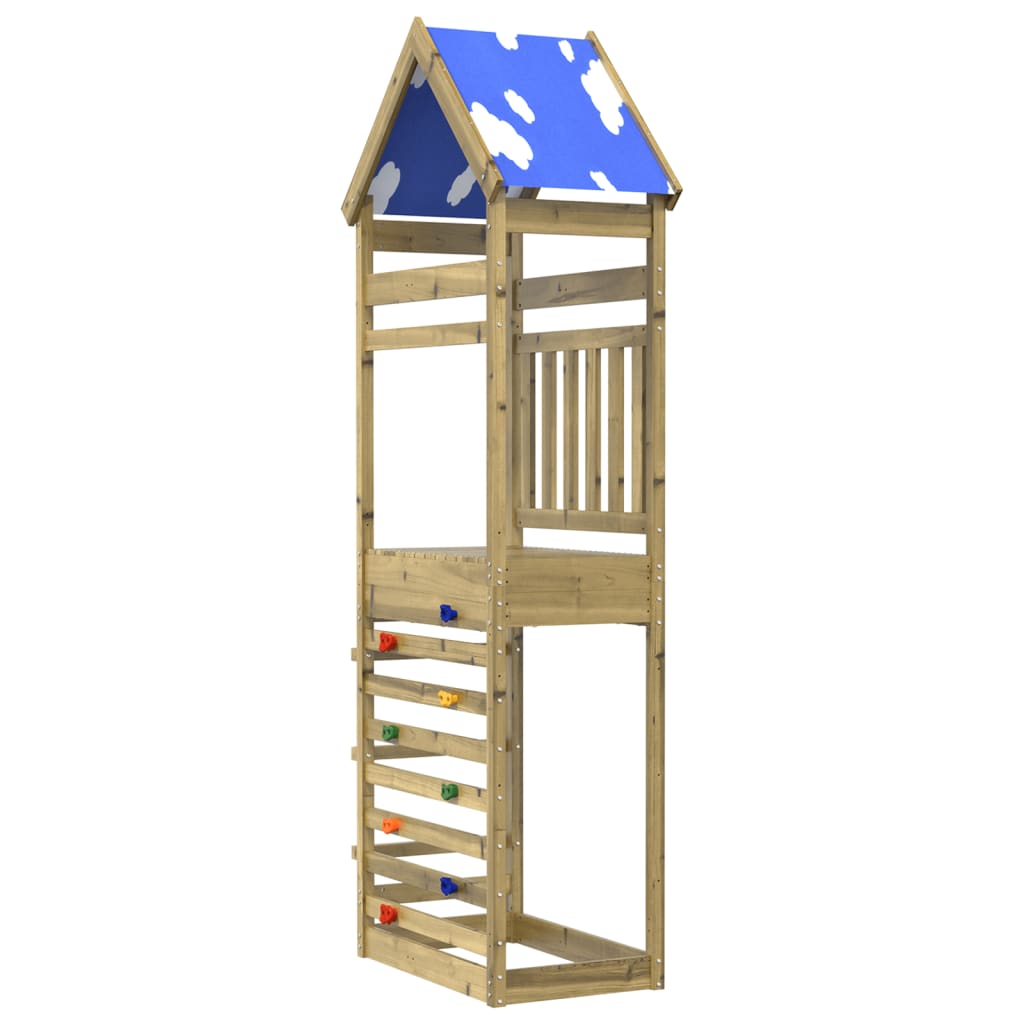 Play tower with climbing wall 85x52.5x265cm pinewood impregnated