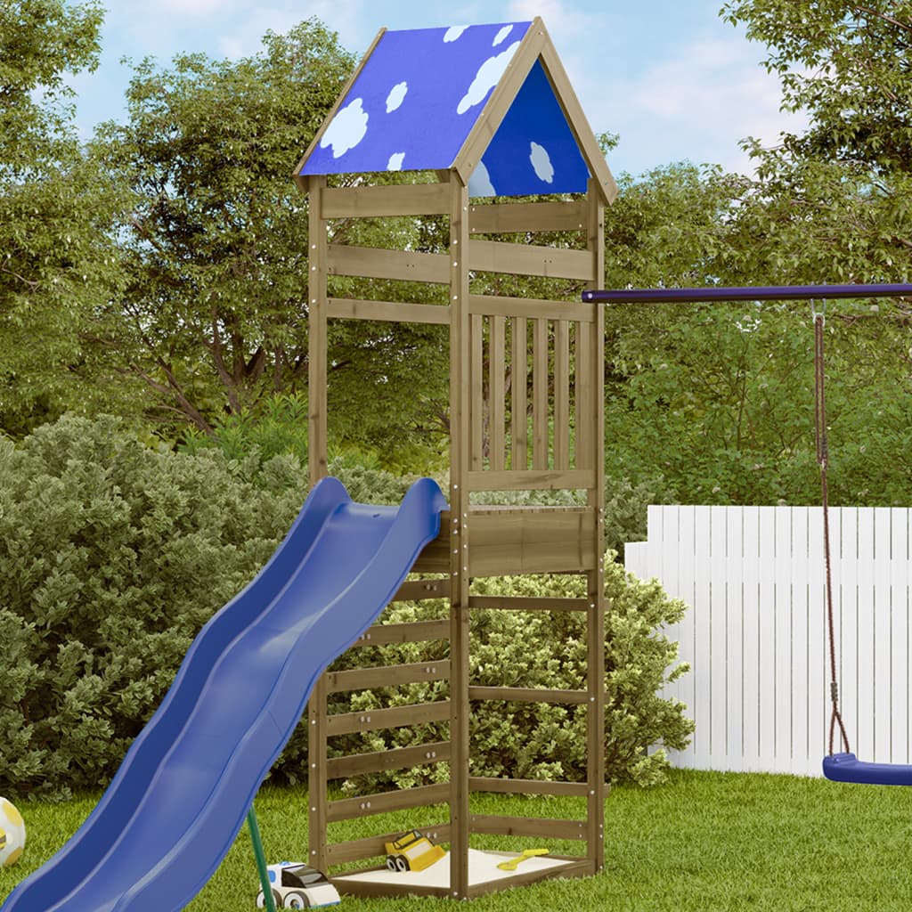 Play tower with climbing wall 85x52.5x265cm pinewood impregnated