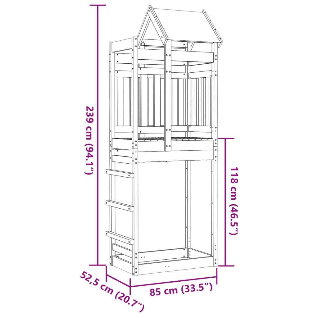 Spielturm 85x52,5x239 cm Massivholz Douglasie