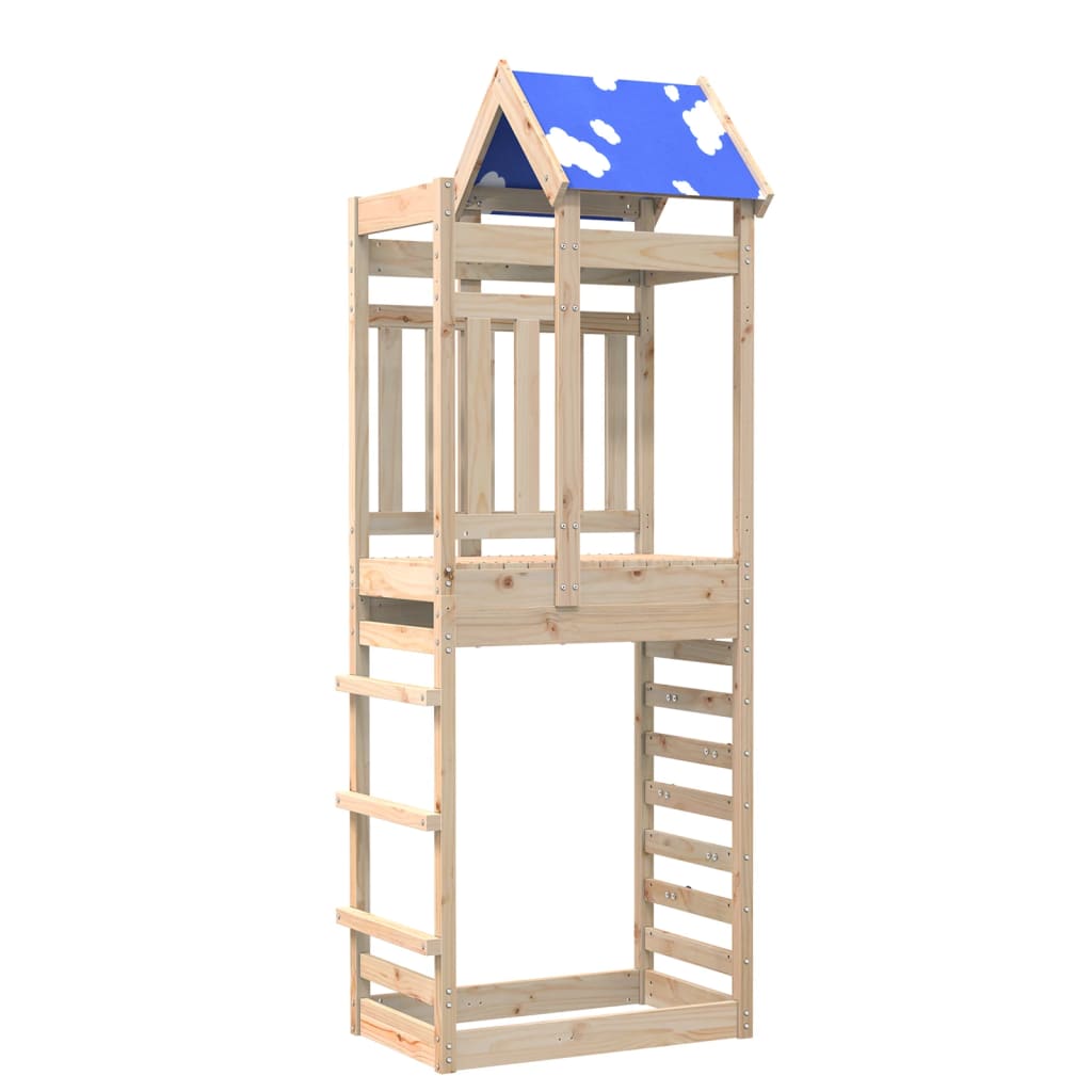 Play tower with climbing wall 85x52.5x239 cm solid pine wood