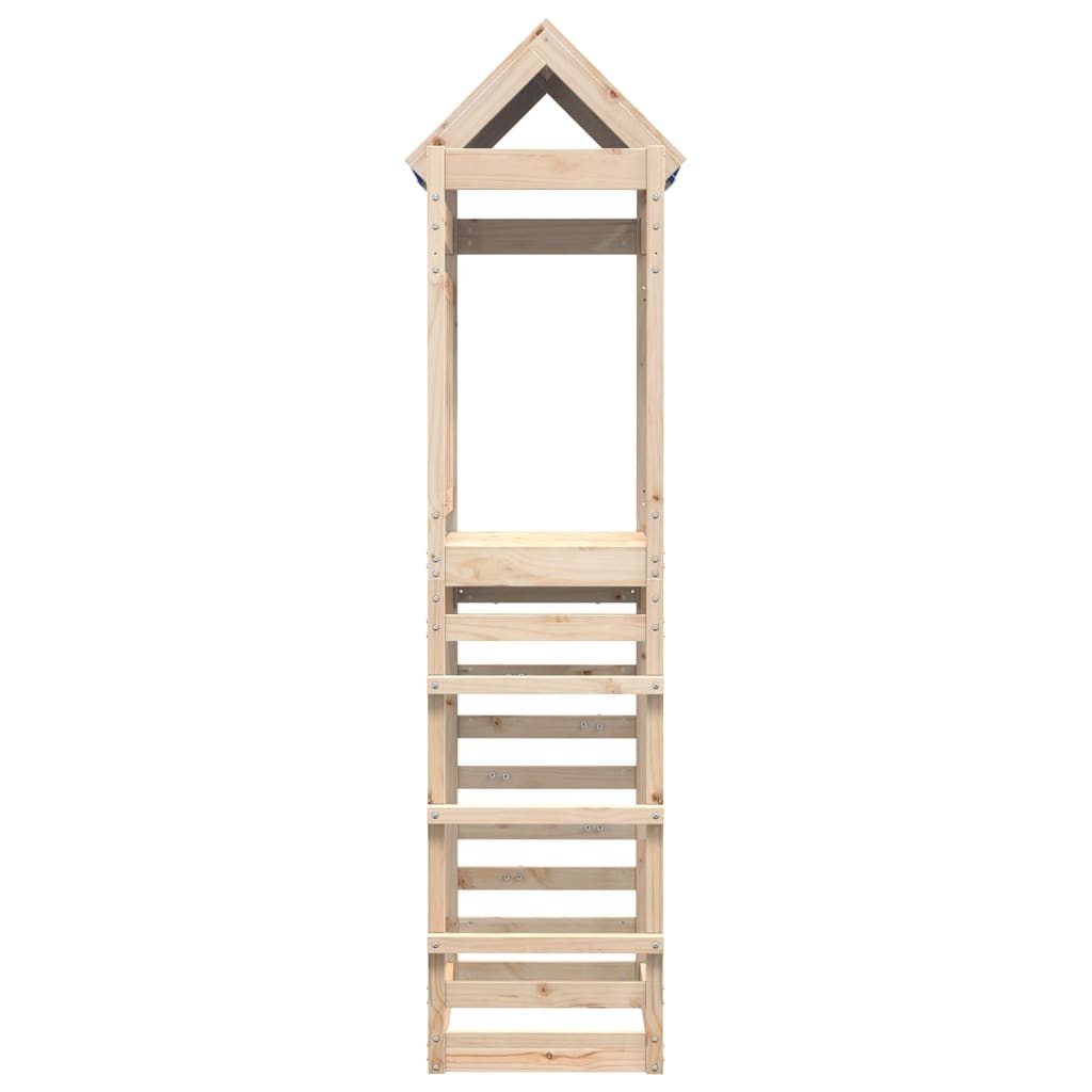 Play tower with climbing wall 85x52.5x239 cm solid pine wood