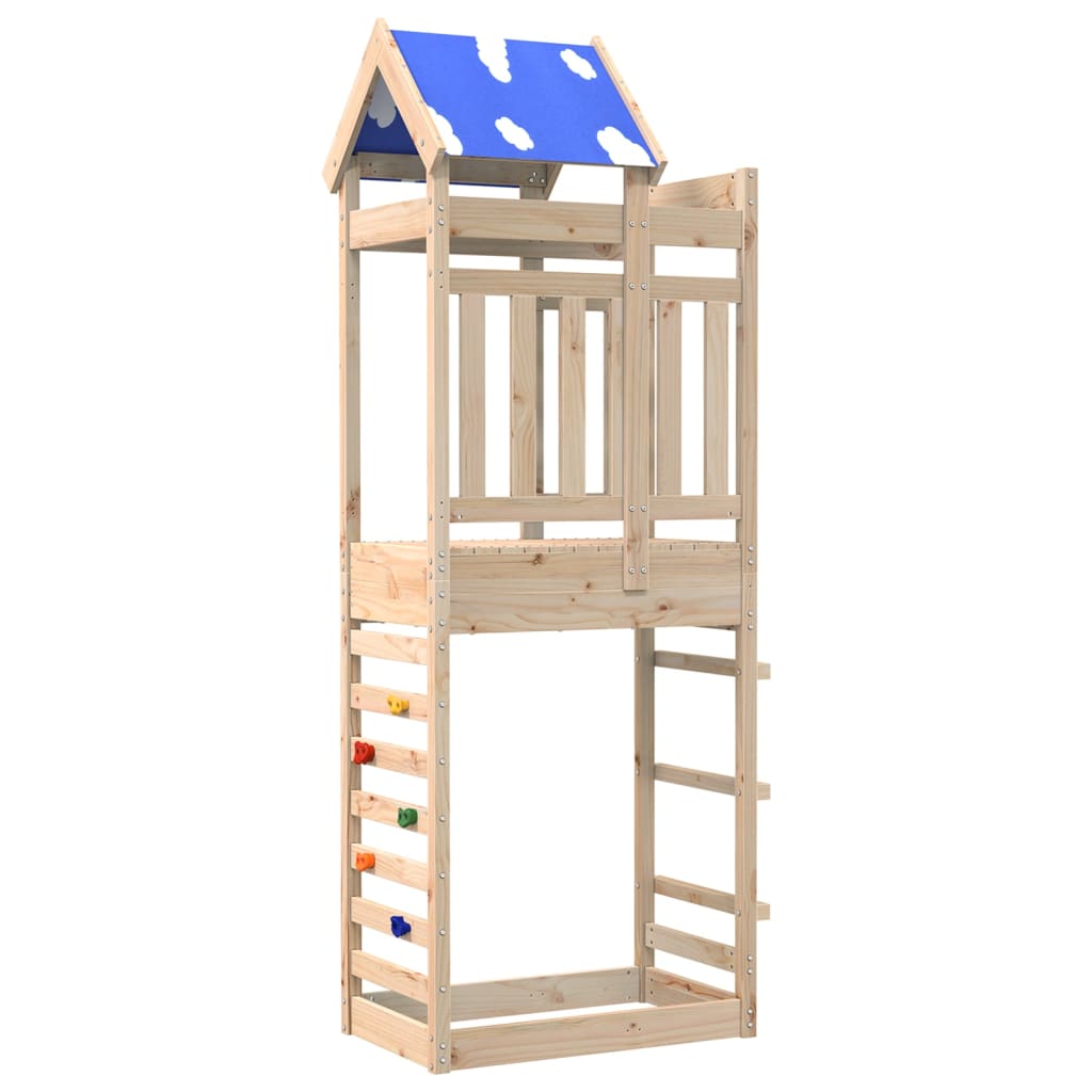 Play tower with climbing wall 85x52.5x239 cm solid pine wood