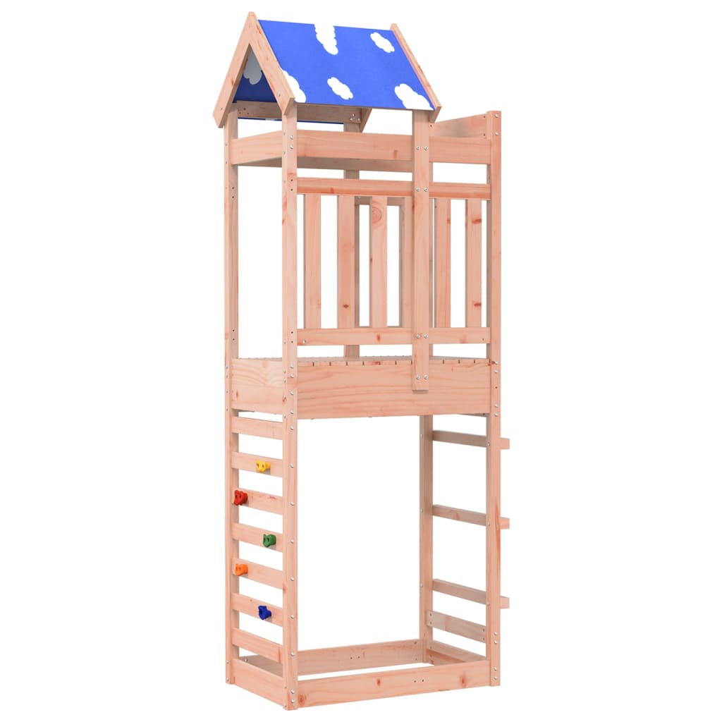 Spielturm mit Kletterwand 85x52,5x239 cm Massivholz Douglasie