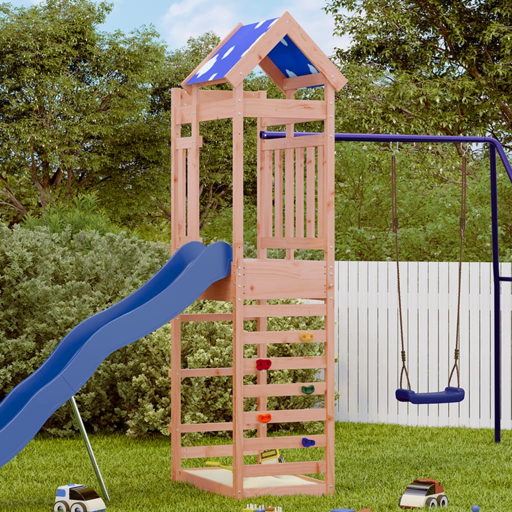 Spielturm mit Kletterwand 85x52,5x239 cm Massivholz Douglasie