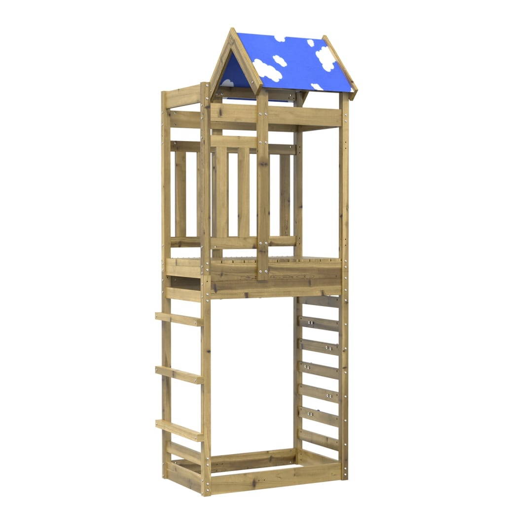 Play tower with climbing wall 85x52.5x239cm pinewood impregnated