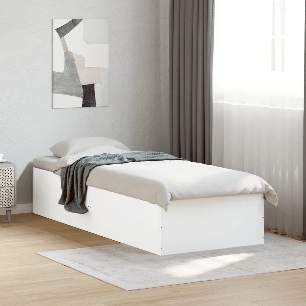 Bed frame white 75x190 cm wood material