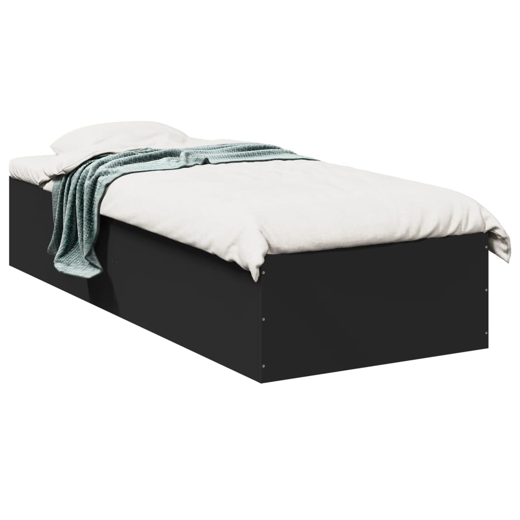 Bed frame black 75x190 cm wood material