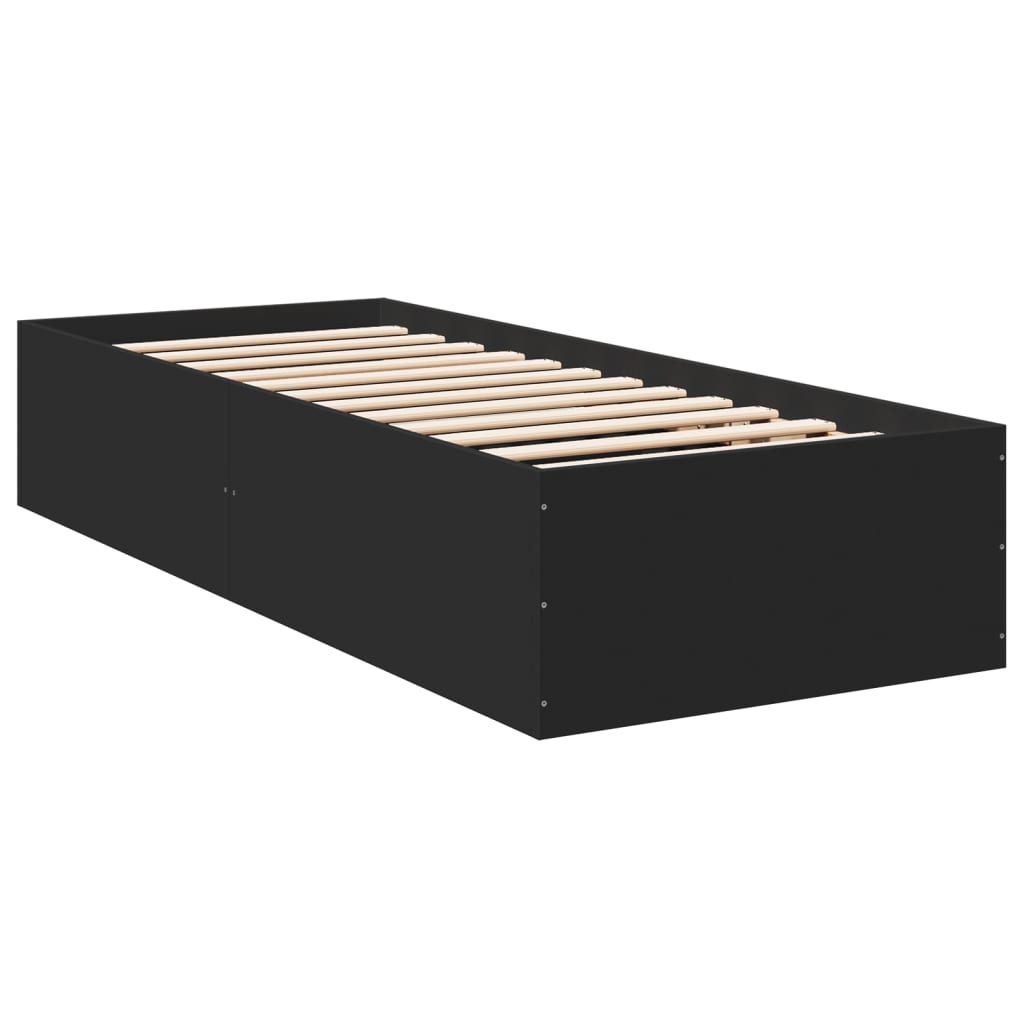 Bed frame black 75x190 cm wood material