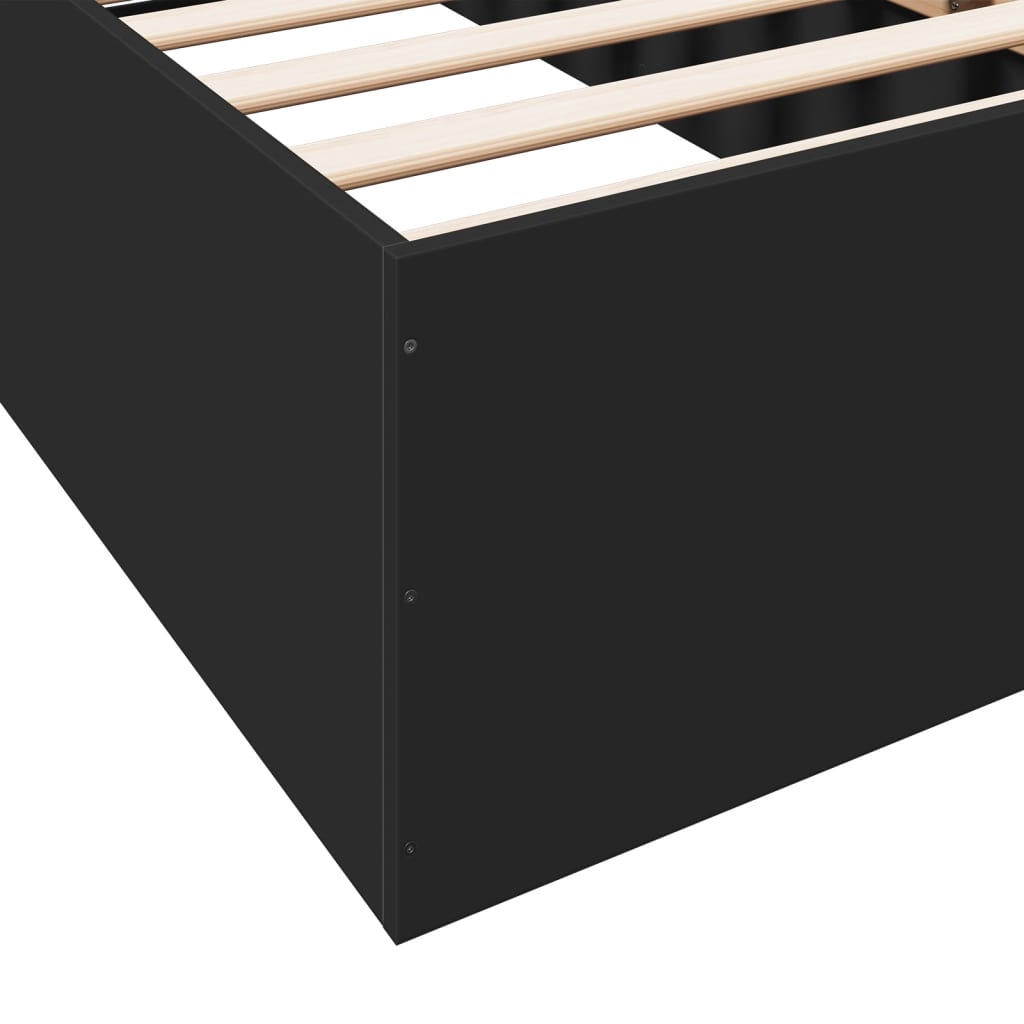 Bed frame black 75x190 cm wood material