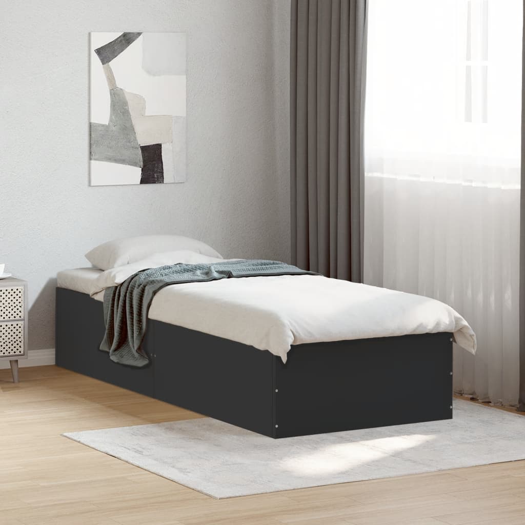 Bed frame black 75x190 cm wood material