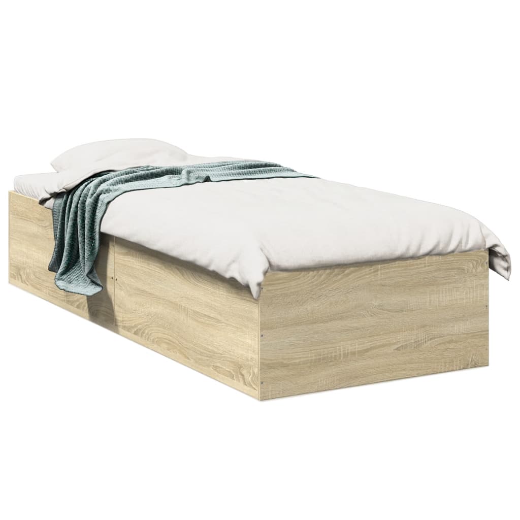 Bed frame without mattress Sonoma oak 75x190 cm wood material