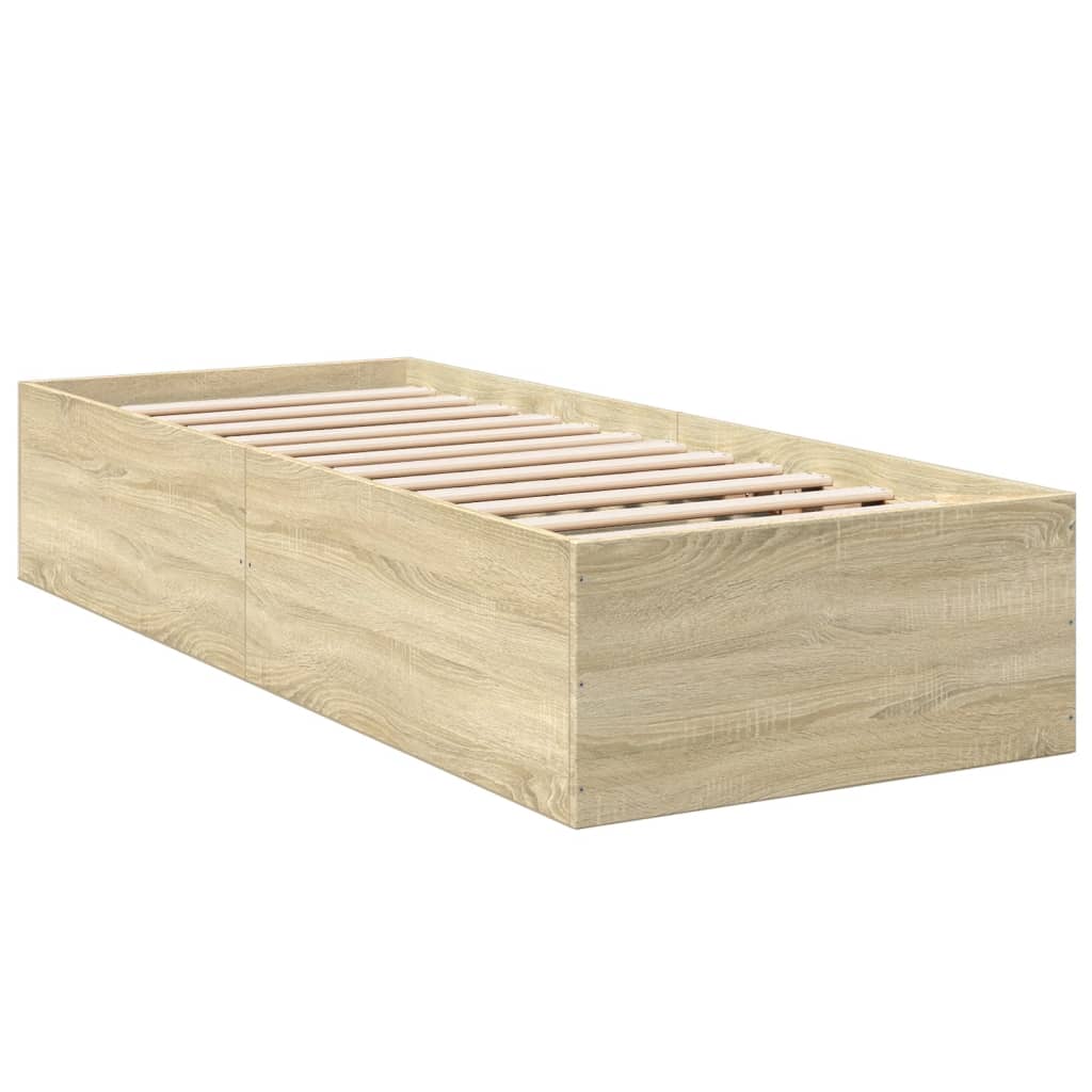 Bed frame without mattress Sonoma oak 75x190 cm wood material