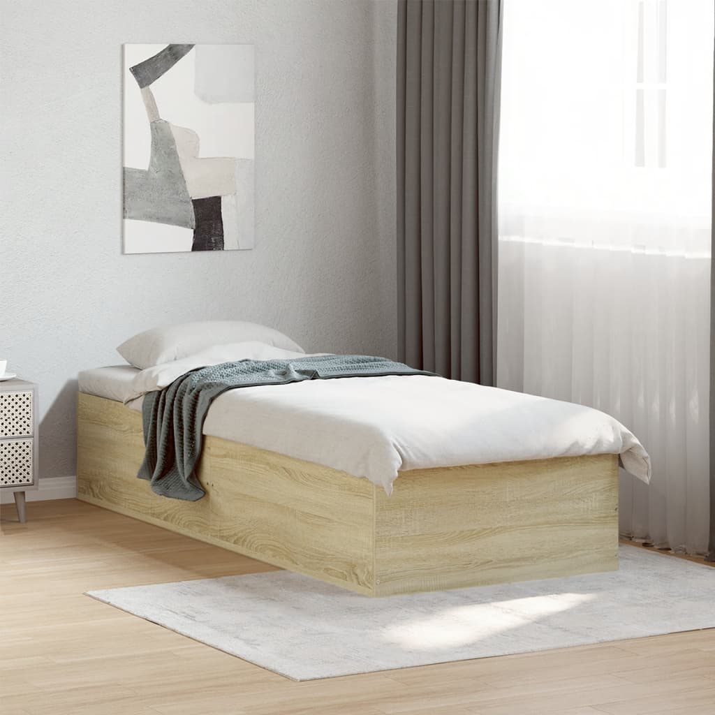 Bed frame without mattress Sonoma oak 75x190 cm wood material