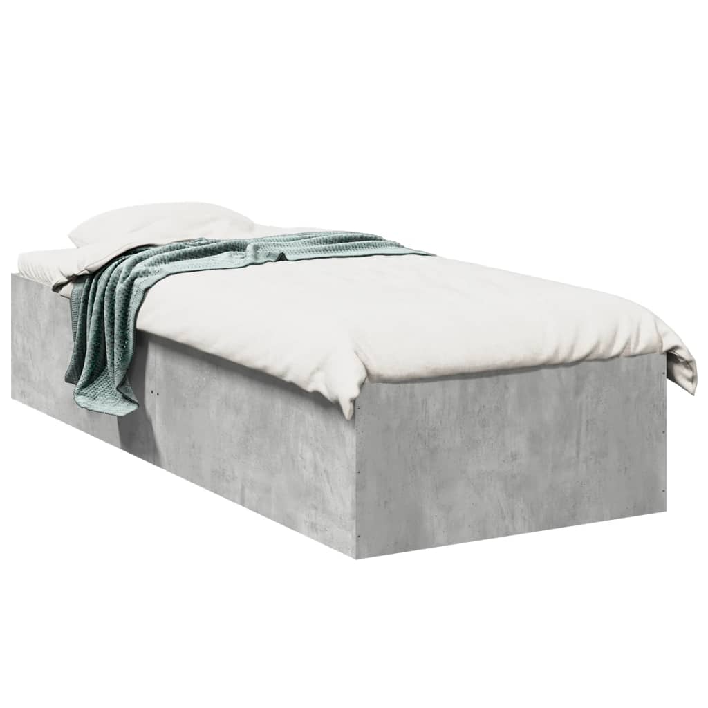 Bed frame concrete grey 75x190 cm wood material