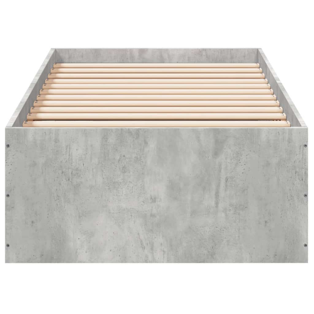 Bed frame concrete grey 75x190 cm wood material