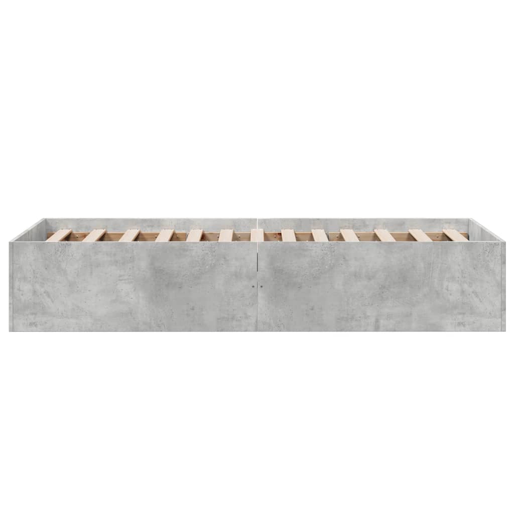 Bed frame concrete grey 75x190 cm wood material