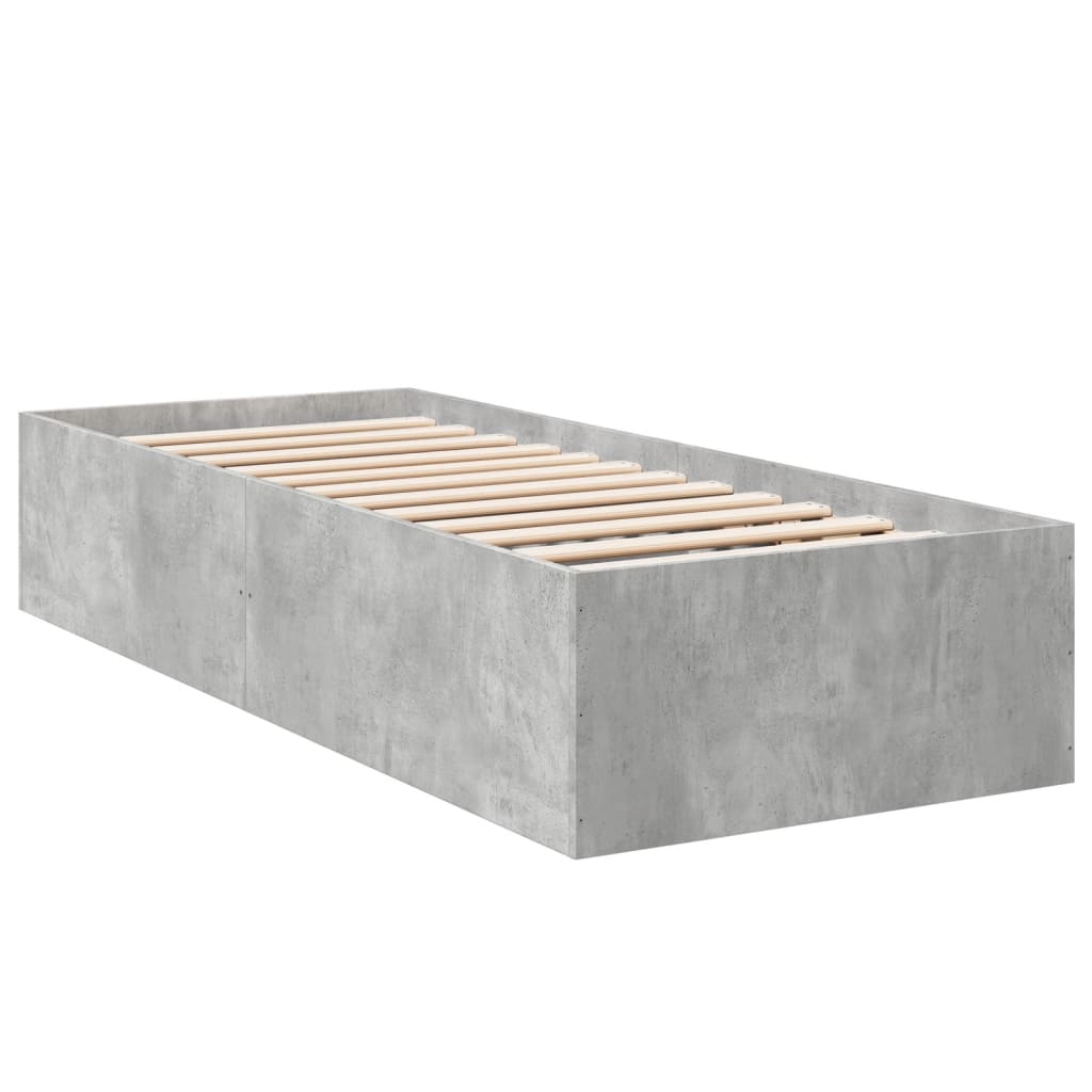 Bed frame concrete grey 75x190 cm wood material