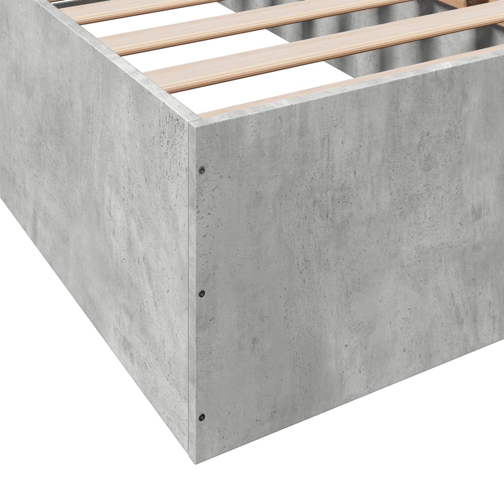 Bed frame concrete grey 75x190 cm wood material