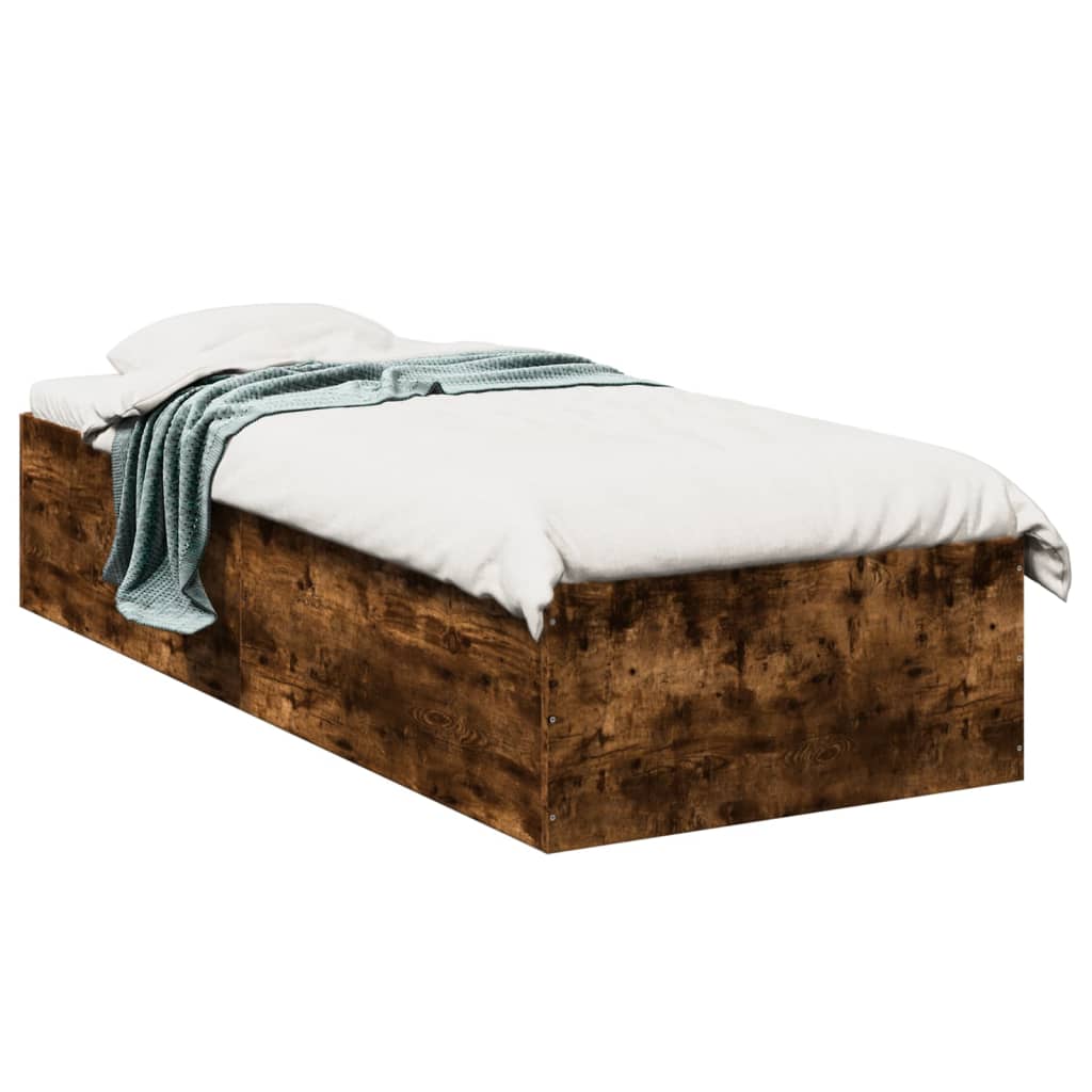 Bed frame without mattress smoked oak 75x190 cm wood material